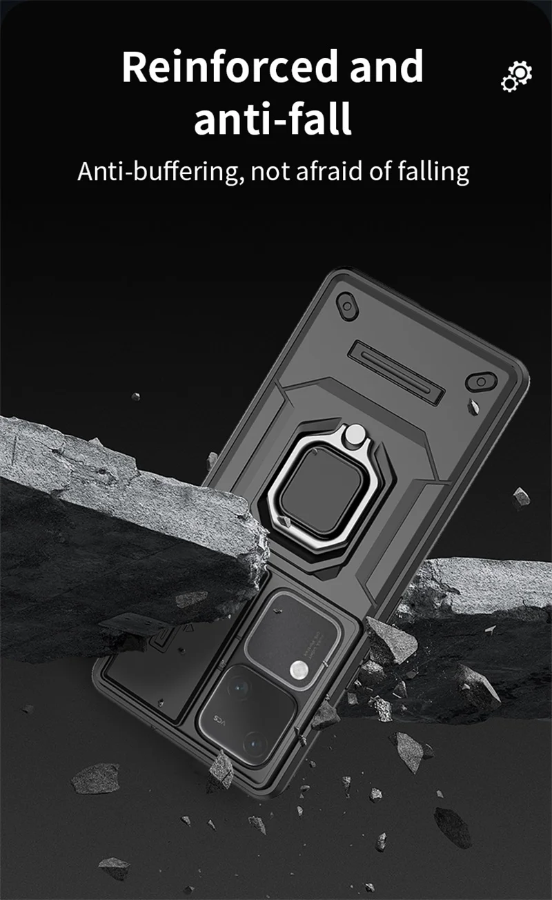 Pour Vivo V30 Pro S18 Armor Phone Case avec Slide Camera Lens Protection Ring Magnetic Holder Bracket Shell Back Cover_voghion.com