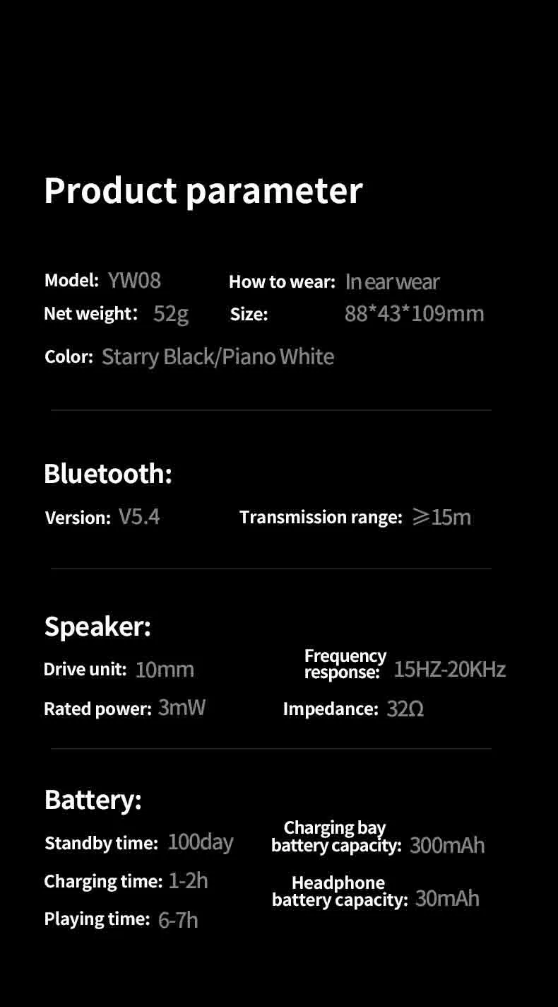 Nuove cuffie YW08 TWS auricolari wireless touch screen in-ear con display LED, riduzione del rumore ANC, auricolari da gioco_voghion.com