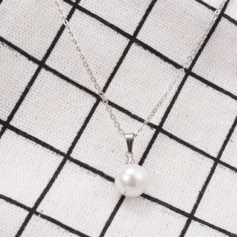 Edelstahl Perlenkette Mit Anhänger Für Damen Schmuck_voghion.com
