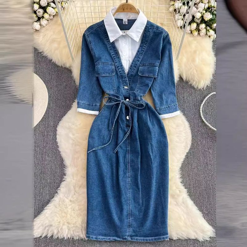 Women's spring and autumn new version of the mid-length shirt dress_voghion.com