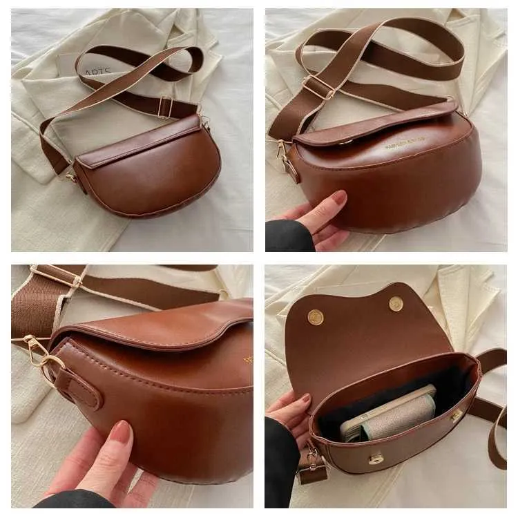 Borsa a tracolla da donna, vintage, tinta unita, piccola, alla moda, in pelle PU, con tracolla larga, da portare sotto le ascelle 01C241217_voghion.com