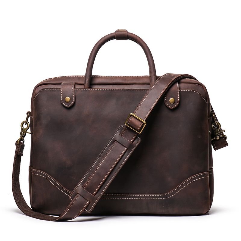 Handliche Dokumententasche Herren, Rindsleder, einzelne Schulter, diagonale Spreiztasche, lässige Retro-Tasche aus_voghion.com
