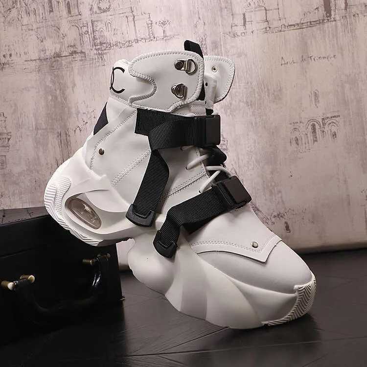 Men's Chunky Platform Sneakers Leather Casual Height Increasing_voghion.com