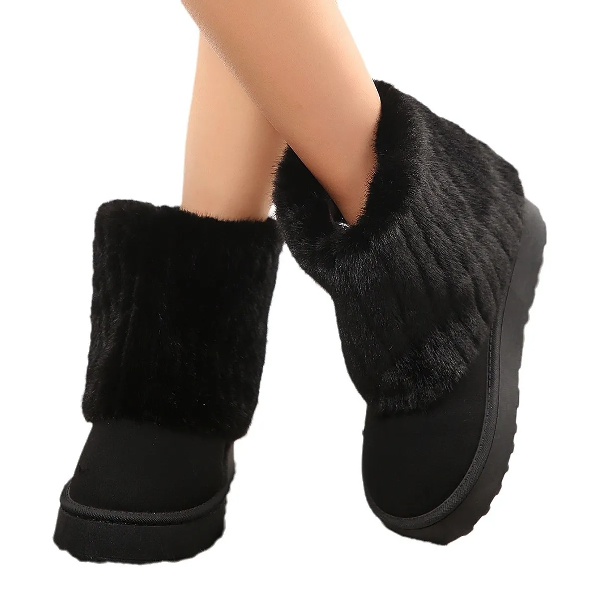 free shipping new designer men womens snow winter warm fur shoes cotton with round toe and furry cuffs midsole boots_voghion.com