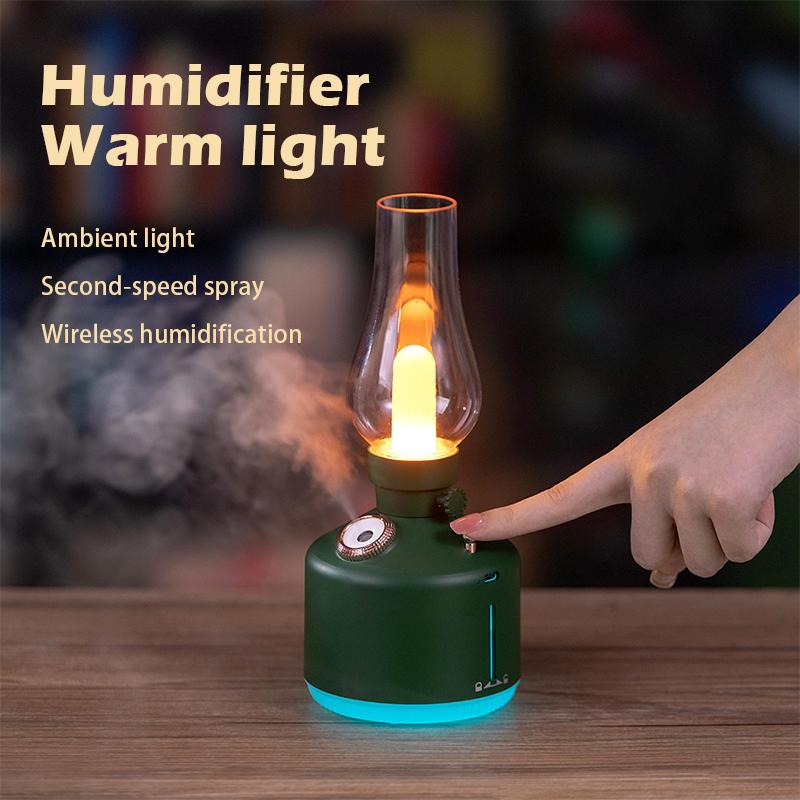 Retro-Lampe Luftbefeuchter Diffusor für ätherische Öle Kabelloser Aromatherapie-Diffusor USB 7 Farblichter 280ML für die Heimdekoration_voghion.com