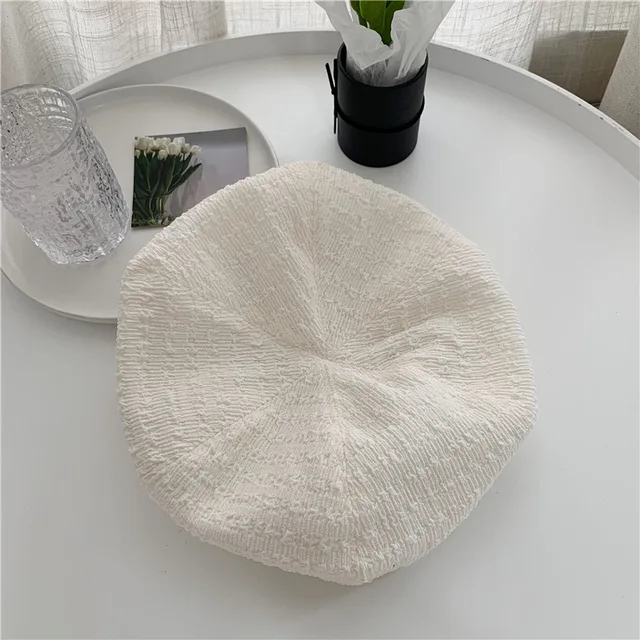 Nieuw binnen Eenvoudige textuur graan baret dames zomerhoed_voghion.com