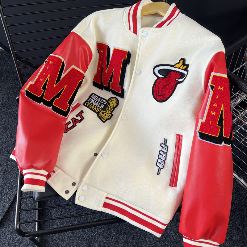 Men's Clothing High Street Baseball Jacket Couples Retro Fashion Brand Embroidered Woolen Coat Men And Women Flight Clothing