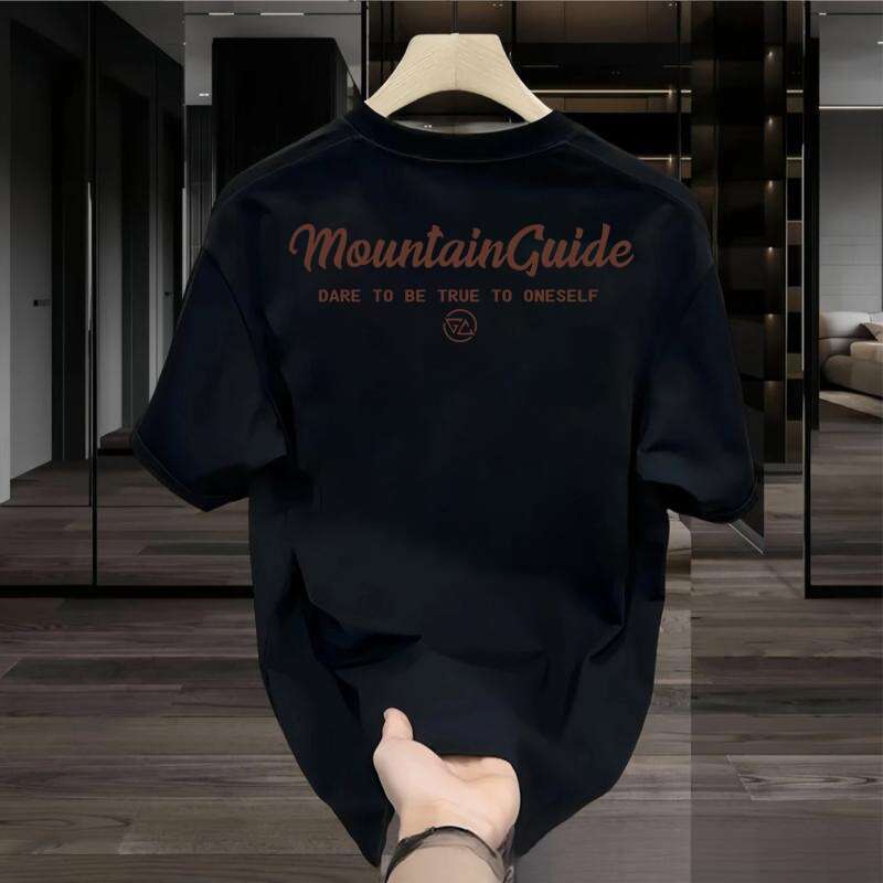 Herrenbekleidung 2025 High-End- und Nischen-Rundhalsausschnitt Leichtes Luxus-Kurzarm-T-Shirt für Herren aus reiner Baumwolle mit Modelabel-Aufdruck für Jugendliche_voghion.com
