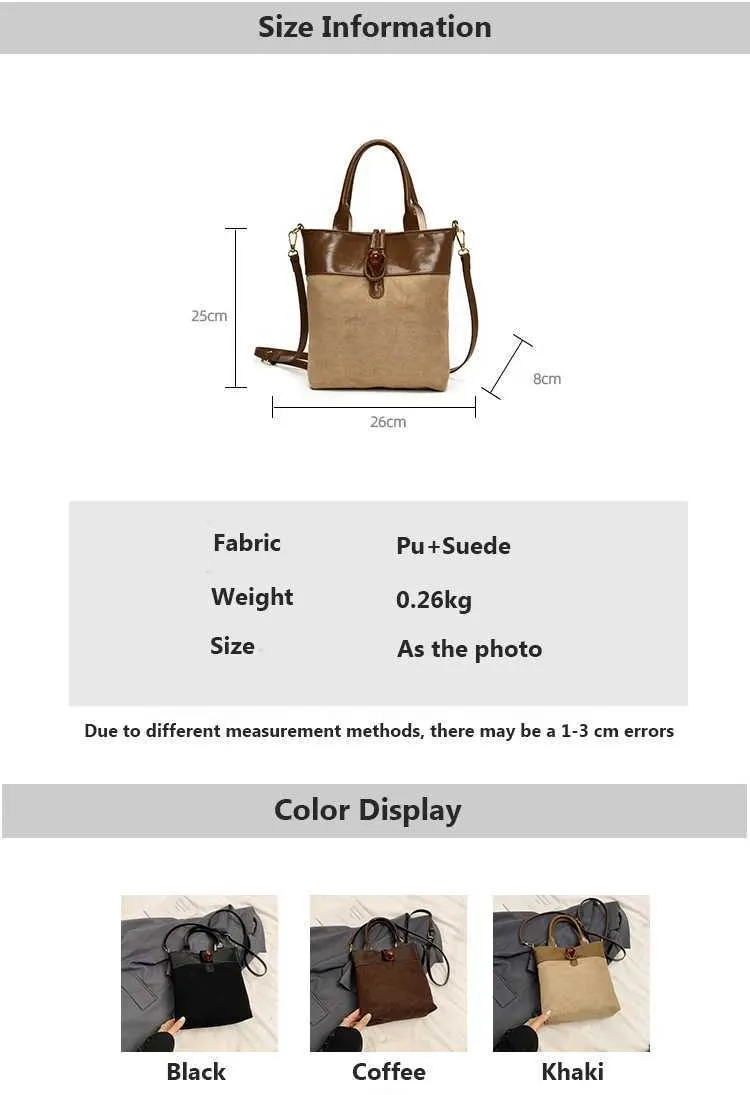 Stylish Women's Suede Patchwork Crossbody Shoulder Handbag Set_voghion.com