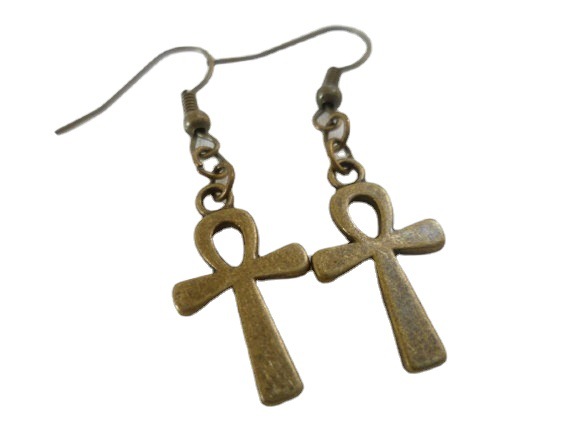Orecchini gioielli Croce in bronzo Ganci per le orecchie Orecchini Design retrò Gioielli innovativi_voghion.com