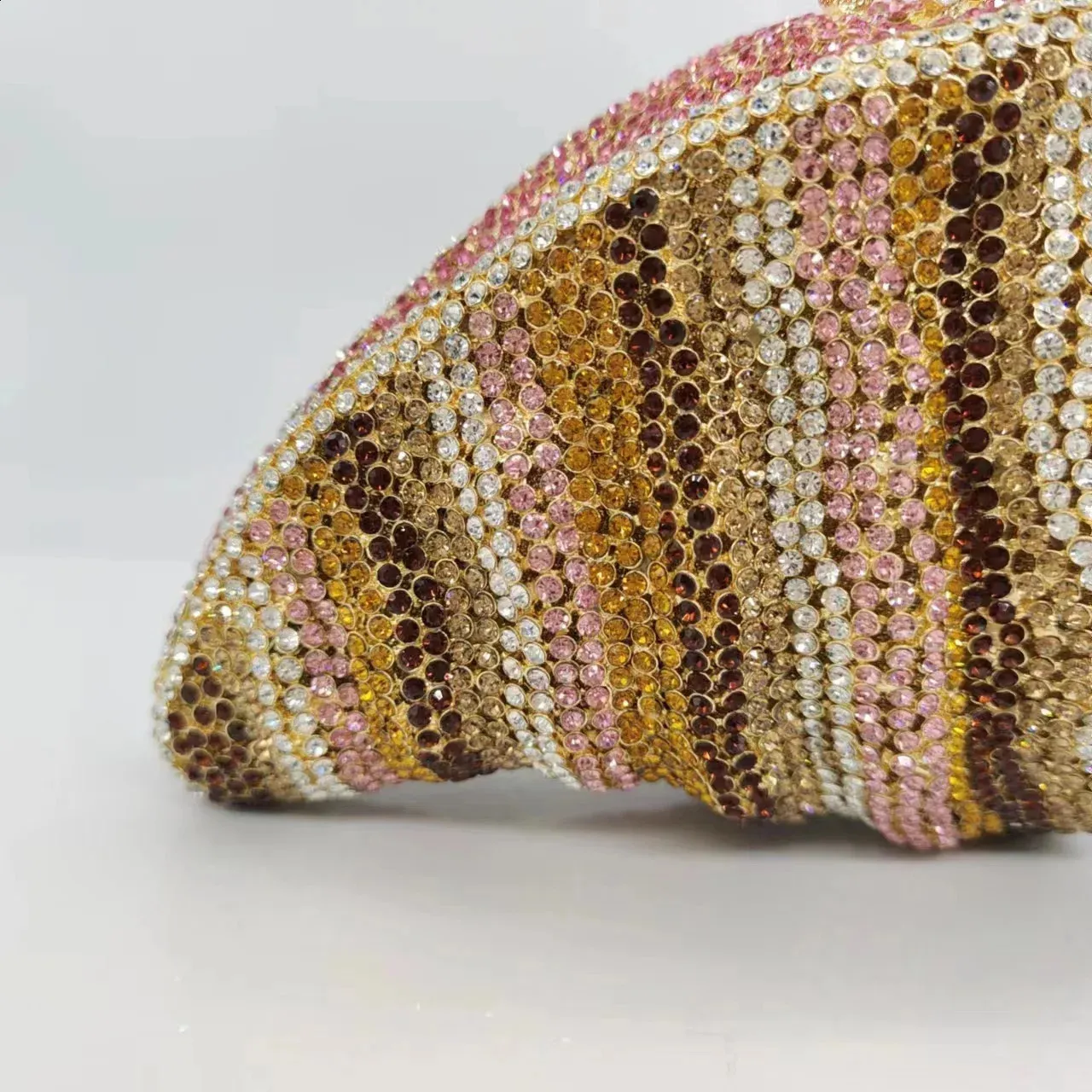 Lady Conch BlueGold Cristalli Pochette Donna Borsa da Sera Matrimonio Dia Borsa da Sposa Festa Rhie Minaudiere 240827_voghion.com