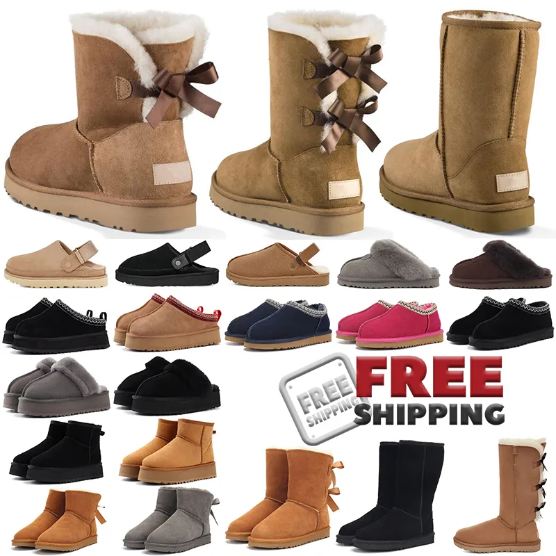 Free shipping designer boots australia slippers womens platform winter booties girl classic snow boot ankle short bow_voghion.com