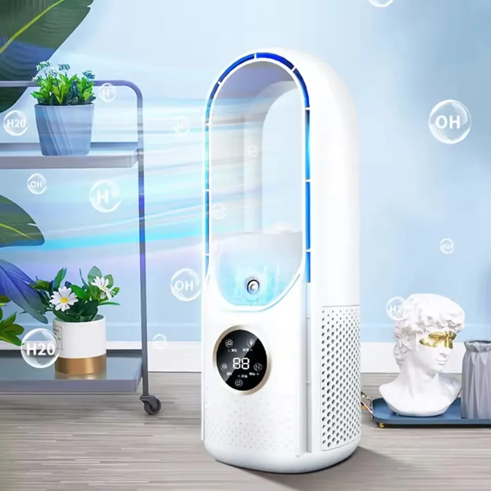 Portable USB Cooler Leafless Electric 6 Speed Silent Timer Air Conditioner Cooling Humidifier Conditioning Fan_voghion.com