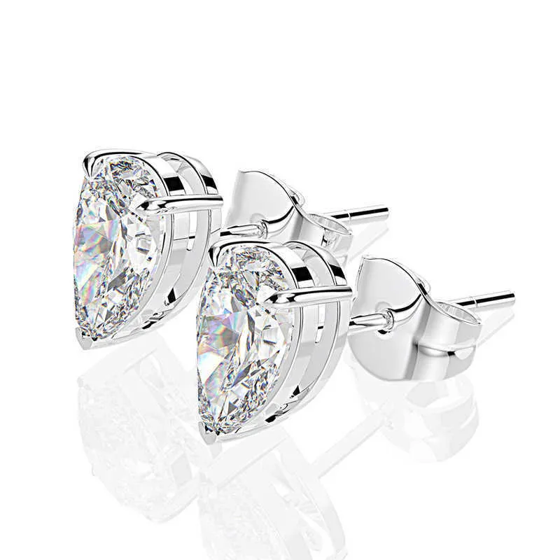 Σκουλαρίκια OEVAS Classic 100% Sterling Sier Pear Created Moissanite Gemstone Studs από λευκόχρυσο, κοσμήματα χονδρικής G0923_voghion.com