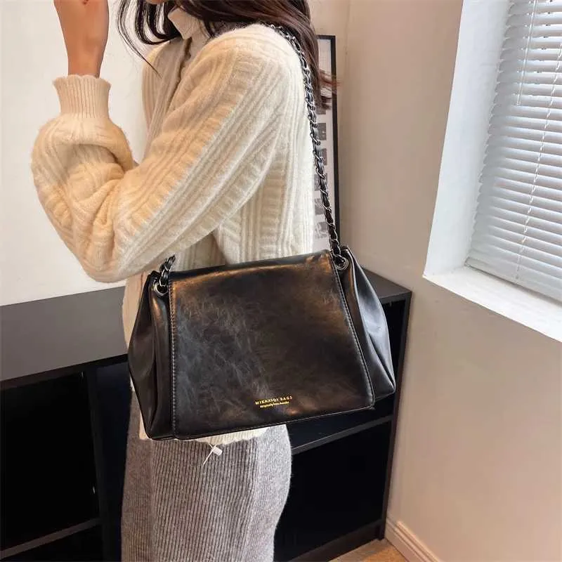 MOODS Retro Tašky přes rameno Pro Ženy 2023 Designová Kabelka Elegantní Řetízek Měkká PU Kůže Velká Kapacita Crossbody Messenger_voghion.com