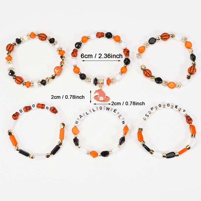 Halloween Artificial Crystal Soft Clay Beaded Pumpkin Ghost Bat Hat Pendant Party Bracelet_voghion.com