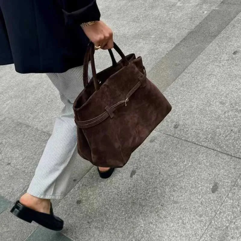 Velour Chamois Retro Tote Taske Til Kvinder Desinger Scrub Håndtaske Kvinde Stor Kapacitet Moderigtige DametaskerC241018_voghion.com