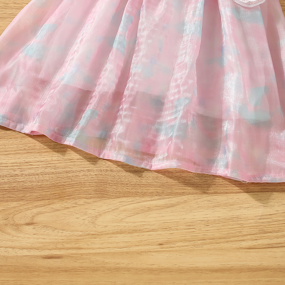 Baby Girl Pink Chiffon Dress Butterfly Wings Princess Dress Kids Birthday Party Dress_voghion.com