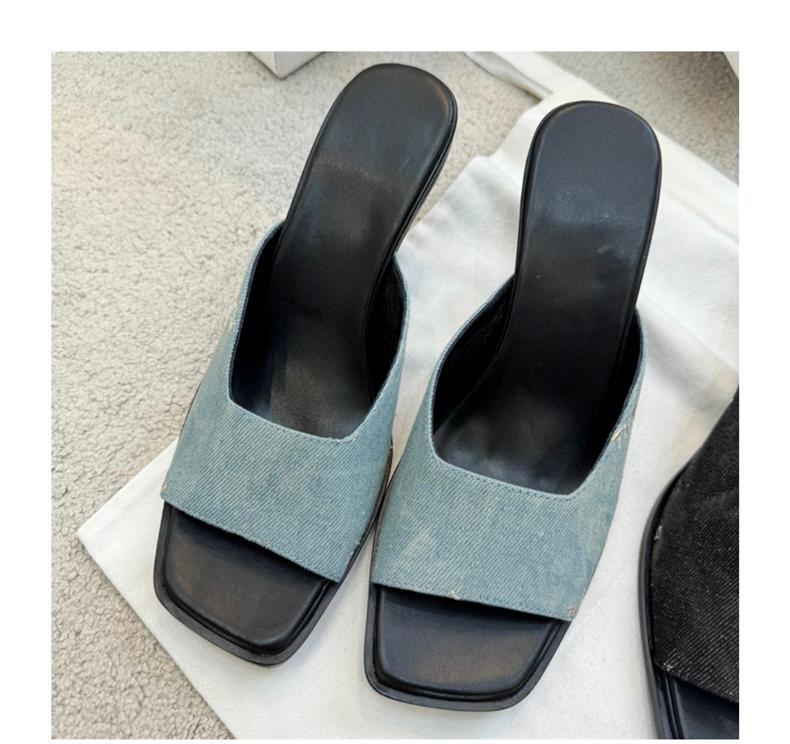2024 Primavera/Verão Novo Daning Fish Mouth Heel Square Open Toe Couro Genuíno Chinelos Legais Moda Feminina Salto Alto_voghion.com
