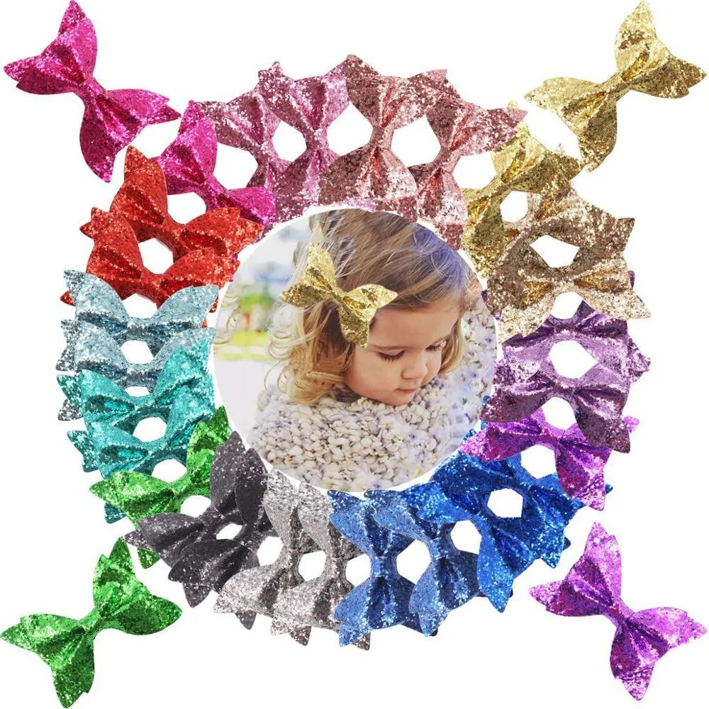 30pcs 4inch Sparkly Glitter Pigtail Bows Alligator Hair Clips For Baby Girls Toddlers Kids Children Teens_voghion.com