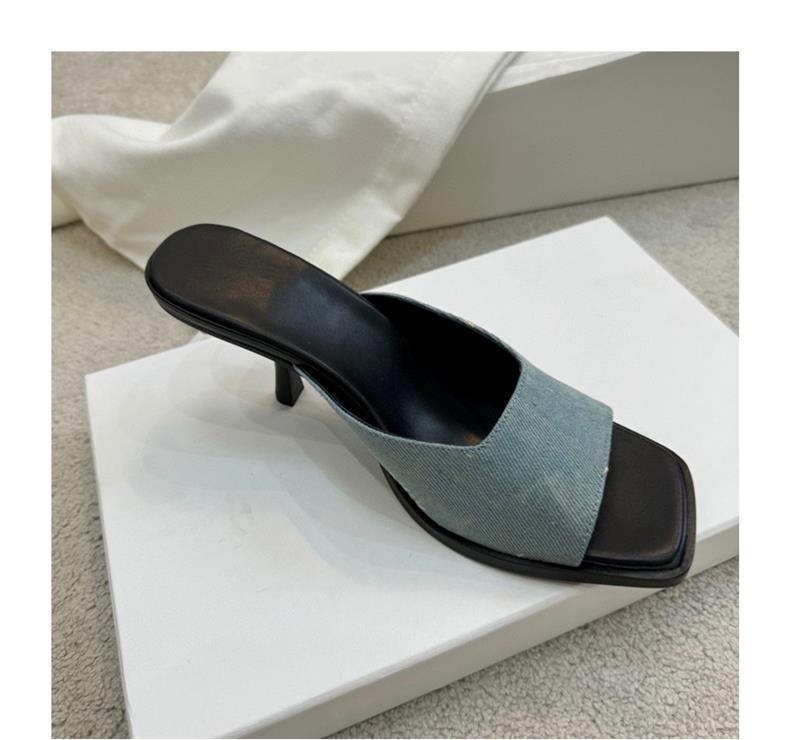 2024 Primavera/Verão Novo Daning Fish Mouth Heel Square Open Toe Couro Genuíno Chinelos Legais Moda Feminina Salto Alto_voghion.com