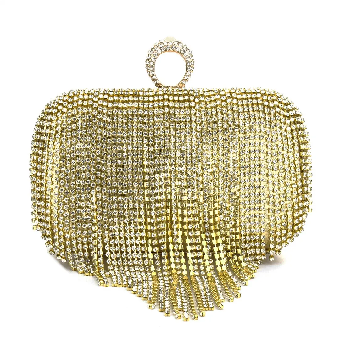 Rhie Tassels Ring Clutch Sac à main de soirée Bg Dia Sac à main de fête de mariage pour femmes Sac à bandoulière en chaîne 240823_voghion.com
