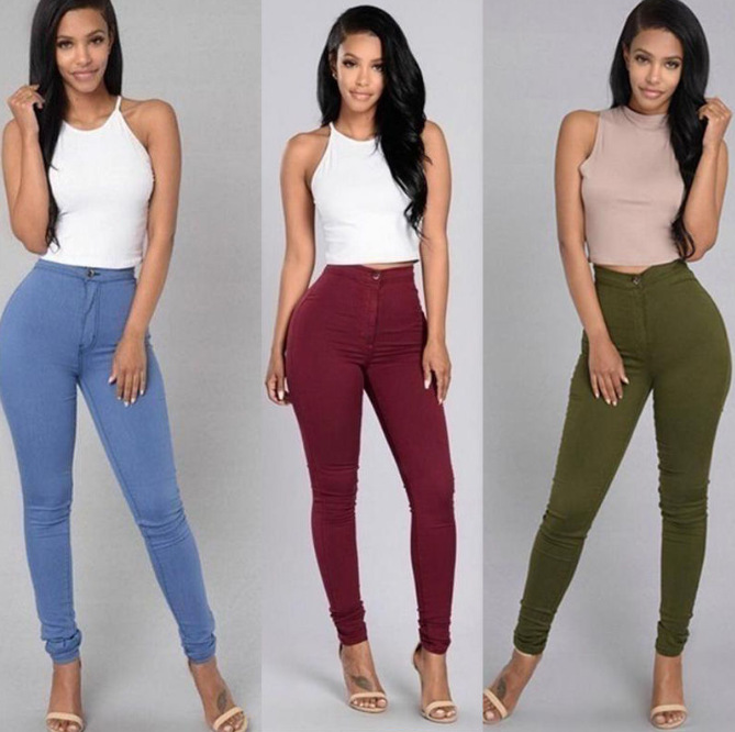 Women's Clothing Thin Elastic Candy Color Slim Fit Casual Pants
