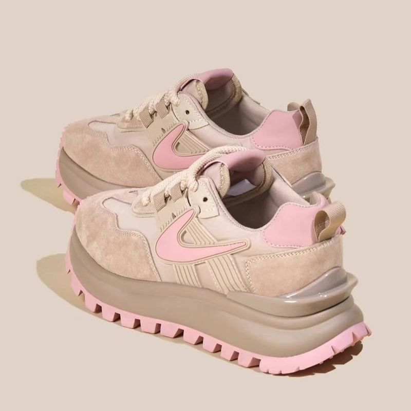 Thick soled raised apricot colored dad female internet celebrity super hot Forrest Gump shoes, 2024 spring new genuine_voghion.com