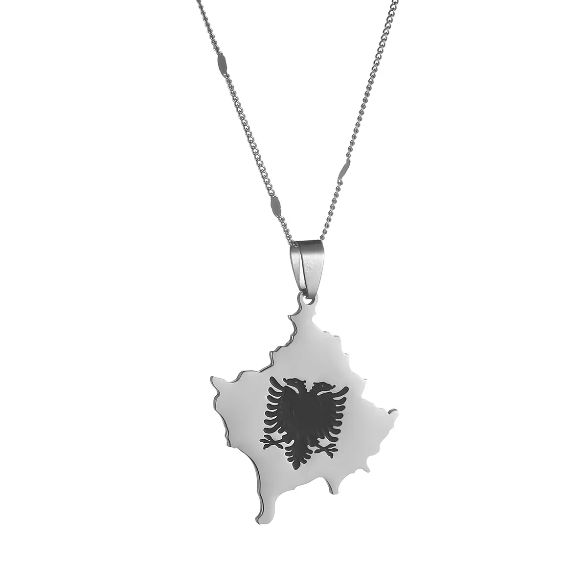 Halsketten mit Anhänger, Goldfarbe, Kosovo-Karten-Halskette für Frauen, Schmuck, Karte des Kosoves-Schmucks_voghion.com