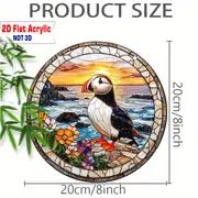 8" Puffin Suncatcher - rannikuteemaline 2D akrüüldekoor. Ideaalne verandale/kabinetti/elutuppa. Erksavärviline õueaktsent. Ideaalne kingitus linnusõpradele._voghion.com