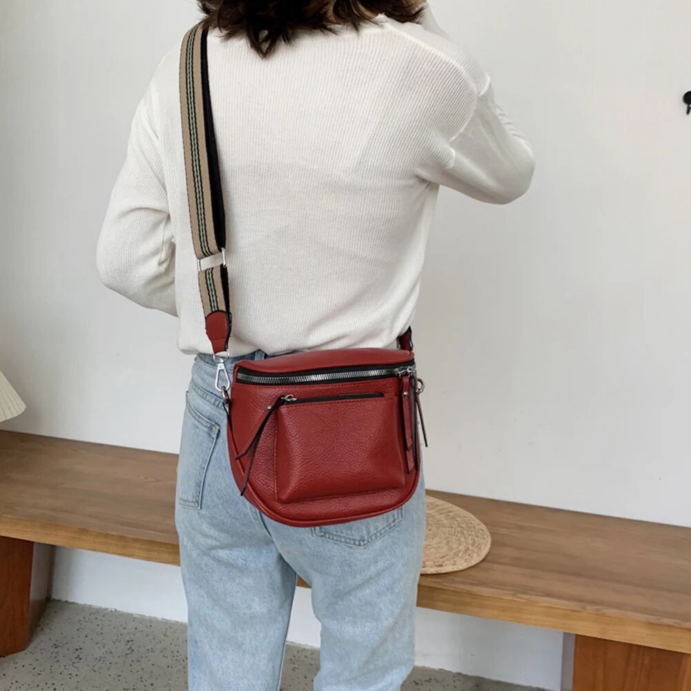 С доставкой Damen Vintage Leder Crossbody Schulter Taschen für Frauen Brust Tasche 2023 Marke Dame Trend Handtaschen Fanny Pack_voghion.com