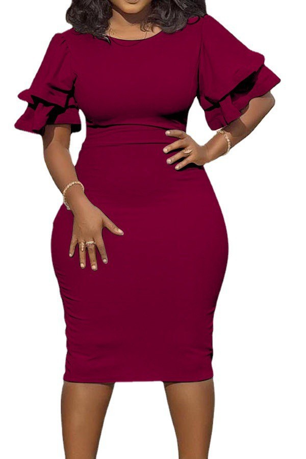 Schlankes, einstufiges Pendlerkleid für Damen in Übergröße_voghion.com