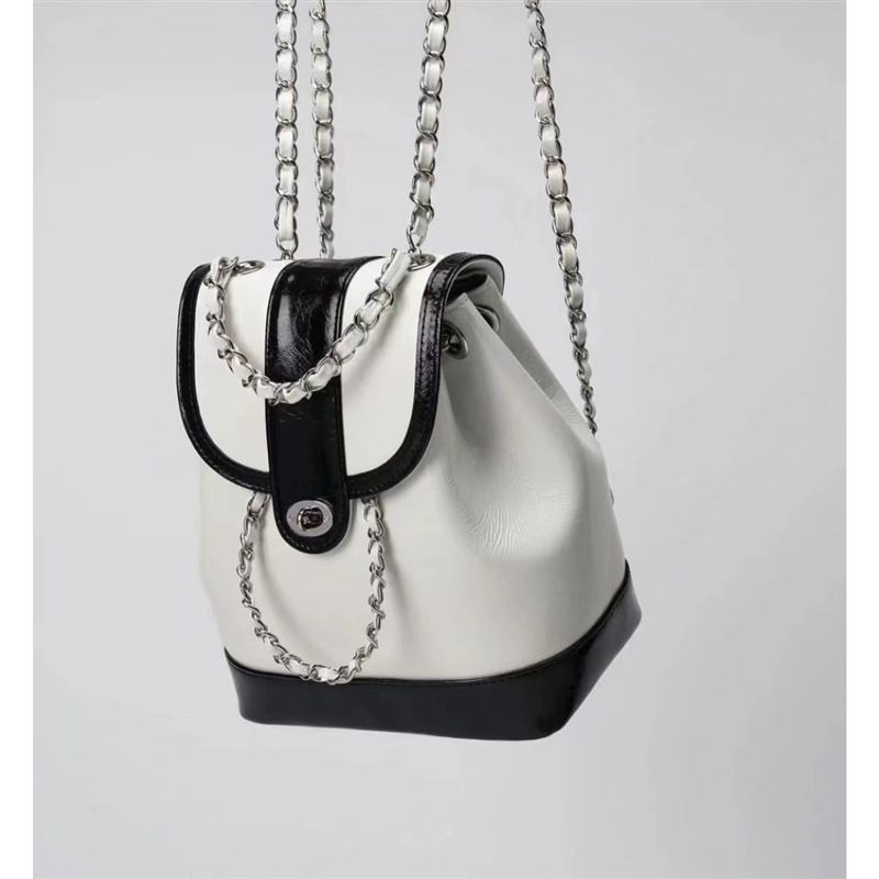 Damen Rucack Kleine Kette Retro Leder Tasche Schulter Umhängetasche_voghion.com