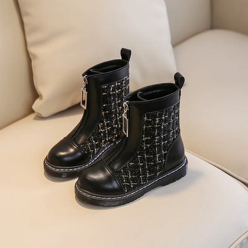Bottes courtes à fermeture éclair pour filles, chaussures d'hiver tendance pour tout-petits, princesse douce, Happysteps, tailles US6C-US4Y_voghion.com