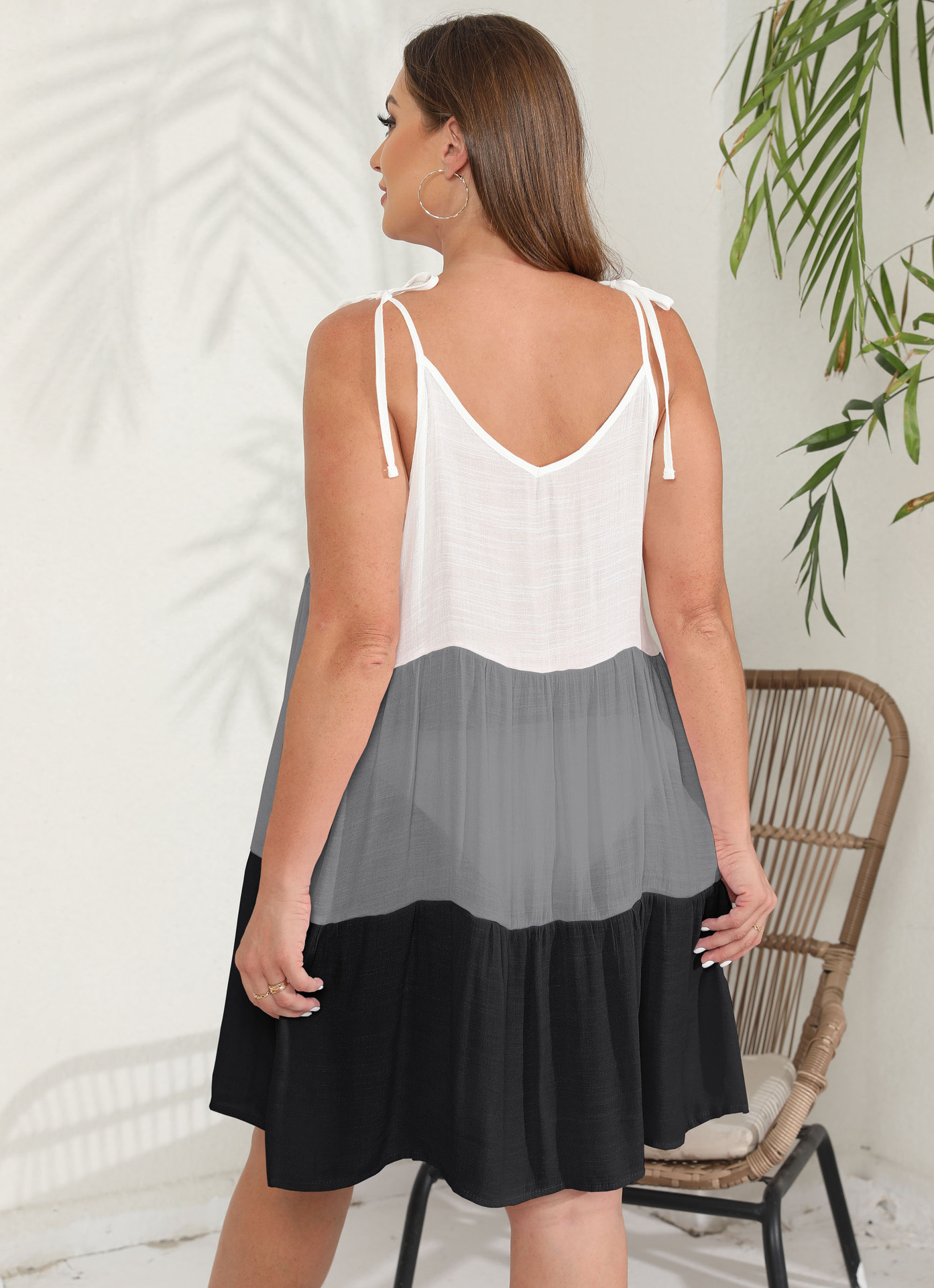 Große größe frauen kleidung kleid kontrast farbe spleißen große schaukel baby kleid strap strand hosenträger kleid_voghion.com