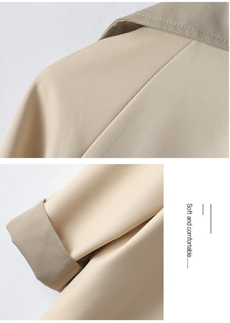 Women's autumn new long-sleeved lapel double-breasted contrast color coat 9676_voghion.com