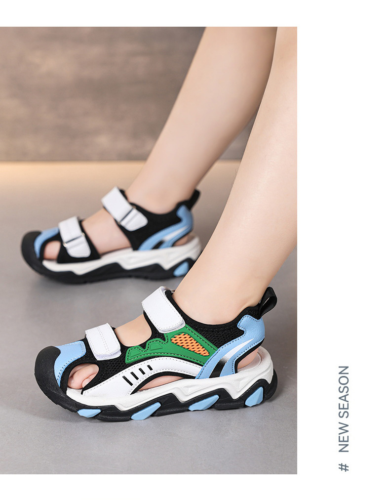 Jungen Sommer 2024 Neue Atmungsaktive kinder Stirnband Sandalen und Hausschuhe mit Drehbaren Knopf für Externe Tragen von_voghion.com