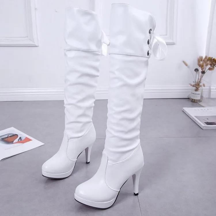 autumn winter women quality leather boot over the knee zipper sexy high heels shoes woman nonslip botas warm boots_voghion.com