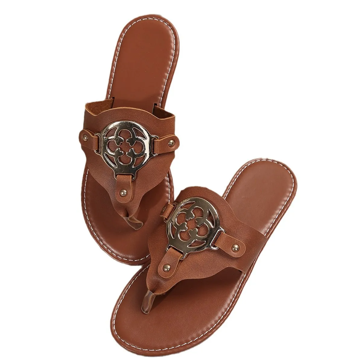 Spedizione gratuita, nuove pantofole firmate per donna, sandali alla moda, piatte, estive, infradito da spiaggia._voghion.com
