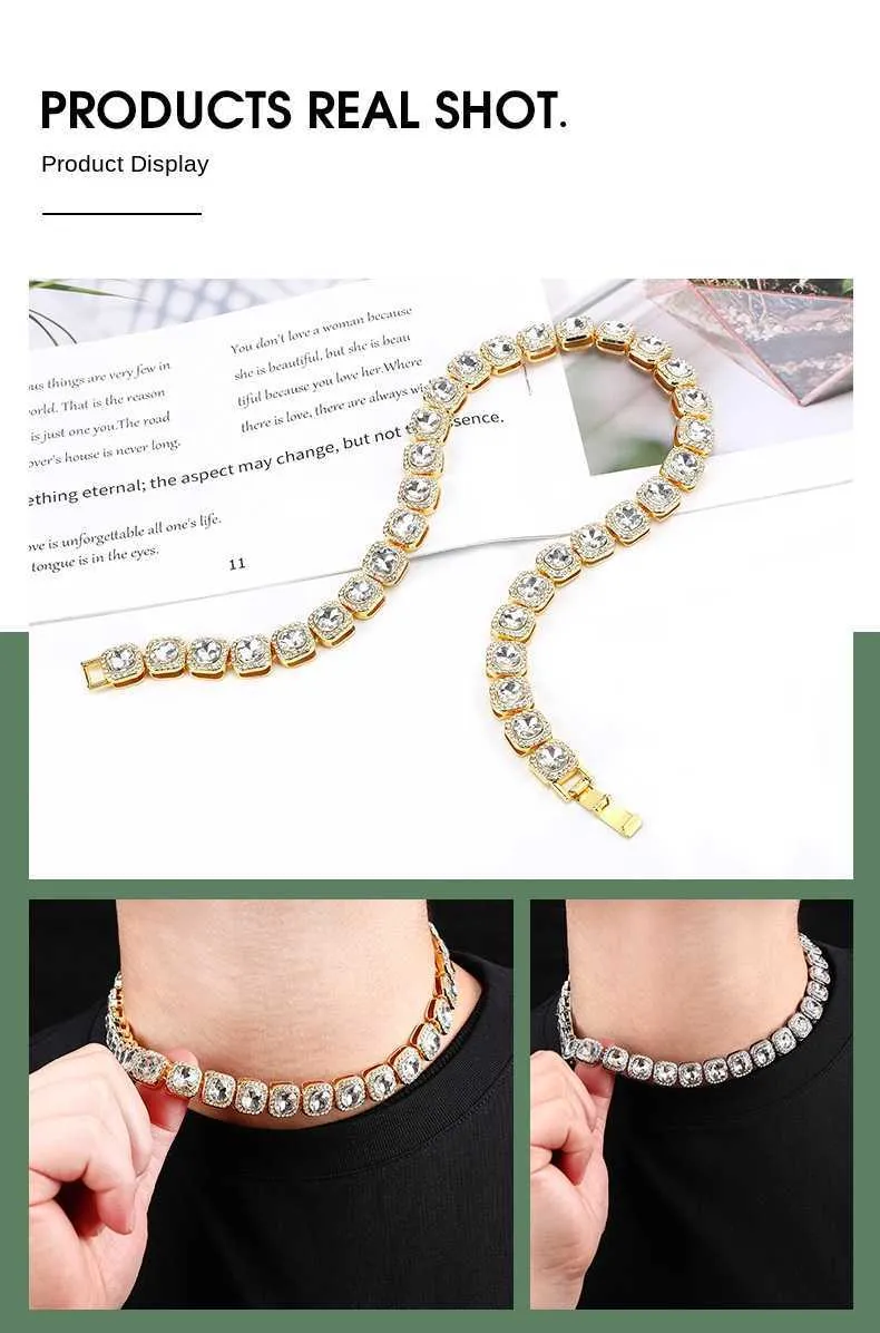 Nuova collana a mano cubana Hip-hop da 12 mm con catena di caramelle HipHop Moda Accessori da uomo Druzy Hip Hop Gioielli in argento Collane_voghion.com