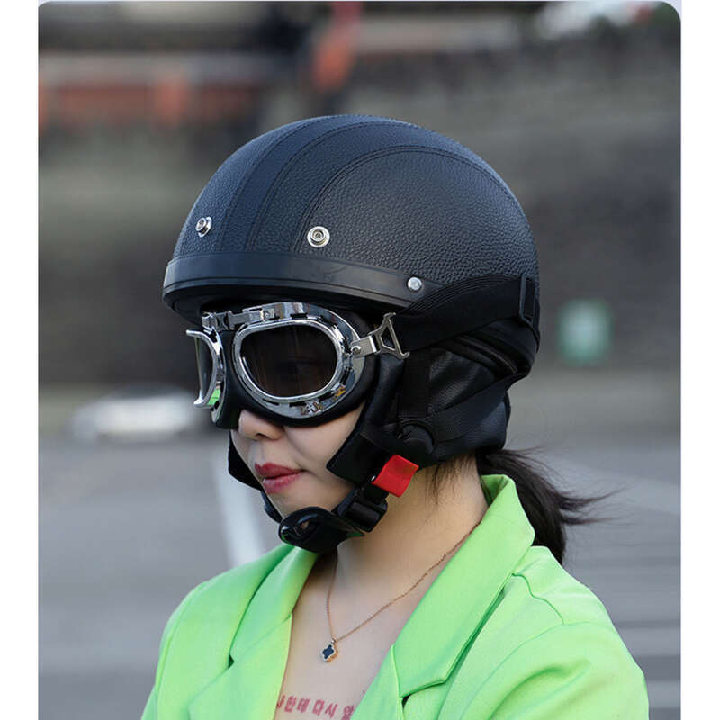 Four Seasons Tram Half Lightweight Leather Bicycle Safety Warm Cycling Helmet_voghion.com