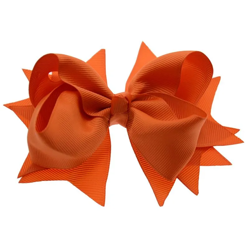 5 Inch Large Boutique 12 Bulk Colorful Solid Ribbon Grosgrain Bow With Clips For Kids Girls Hair Accessories_voghion.com