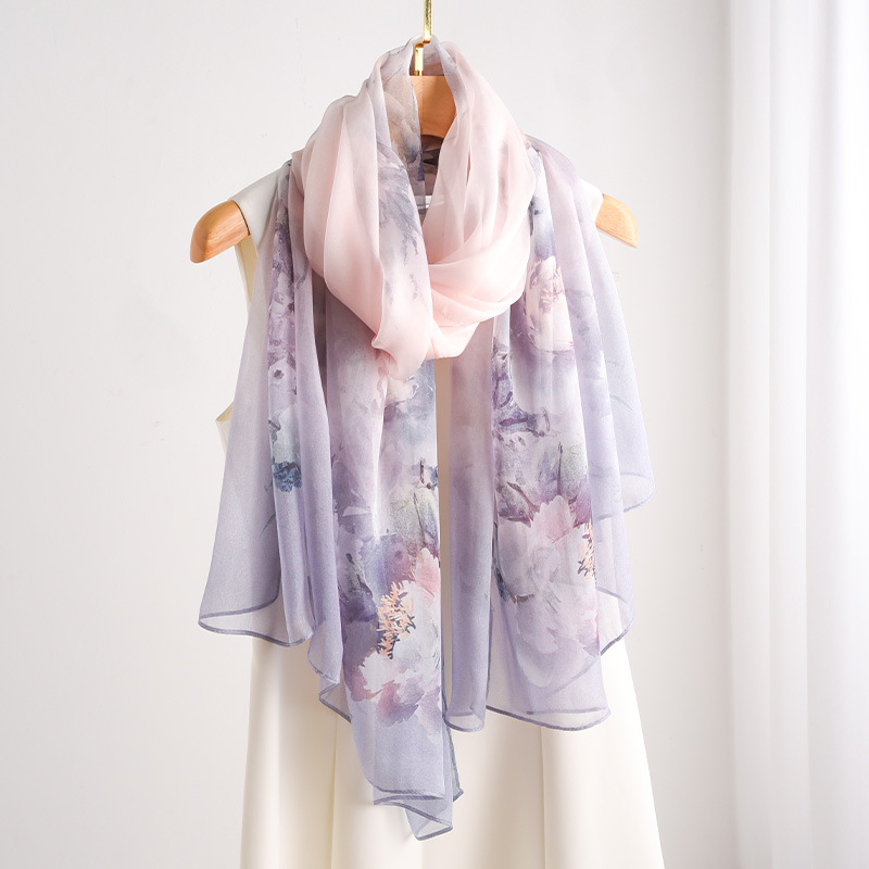 Silk Chinese Long Large Scarf, end Sunscreen, High end, Mom, Thin Style, Fashionable Scarf