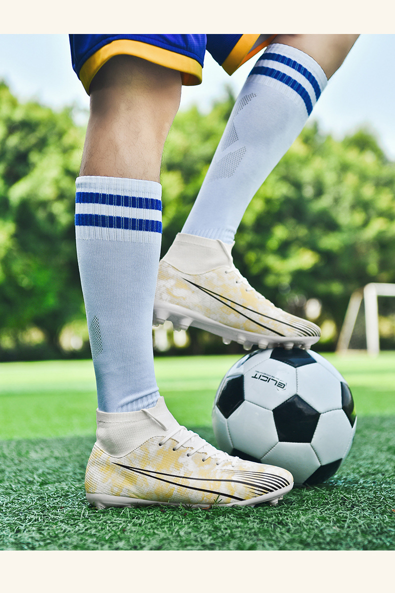 Soccer Shoes Football Shoes High Top Youth Primary And Secondary School Students Training Shoes AG Long Nail Broken Nail Rubber Nail Football Shoes_voghion.com