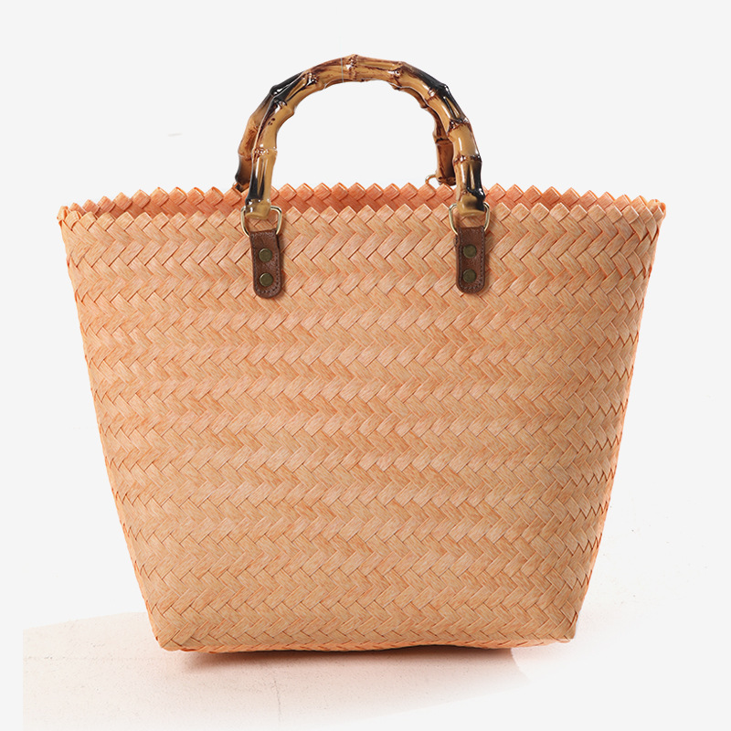 Neue Retro tragbare große Kapazität Totes vielseitige handgemachte Stroh Tasche Seide Schal gewebt Tasche_voghion.com