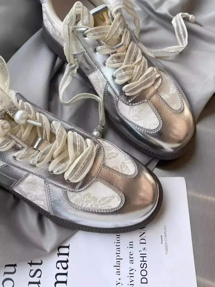 Size 35-40 Real LeatherSatin Surface Women Casual Sneakers Breath Tennis Athletic Flats Low Heels Lace-Up Spring Hike_voghion.com