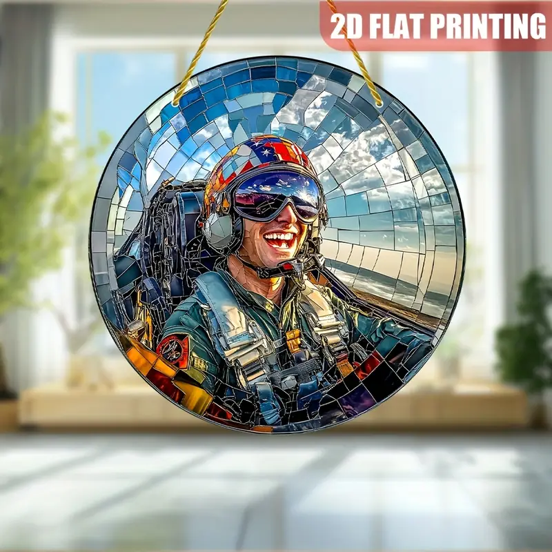 8x8in Pilot Suncatcher - Colorful Acrylic Aviation Decor For Windows & Walls - Perfect Gift For Pilots & Home/Office_voghion.com