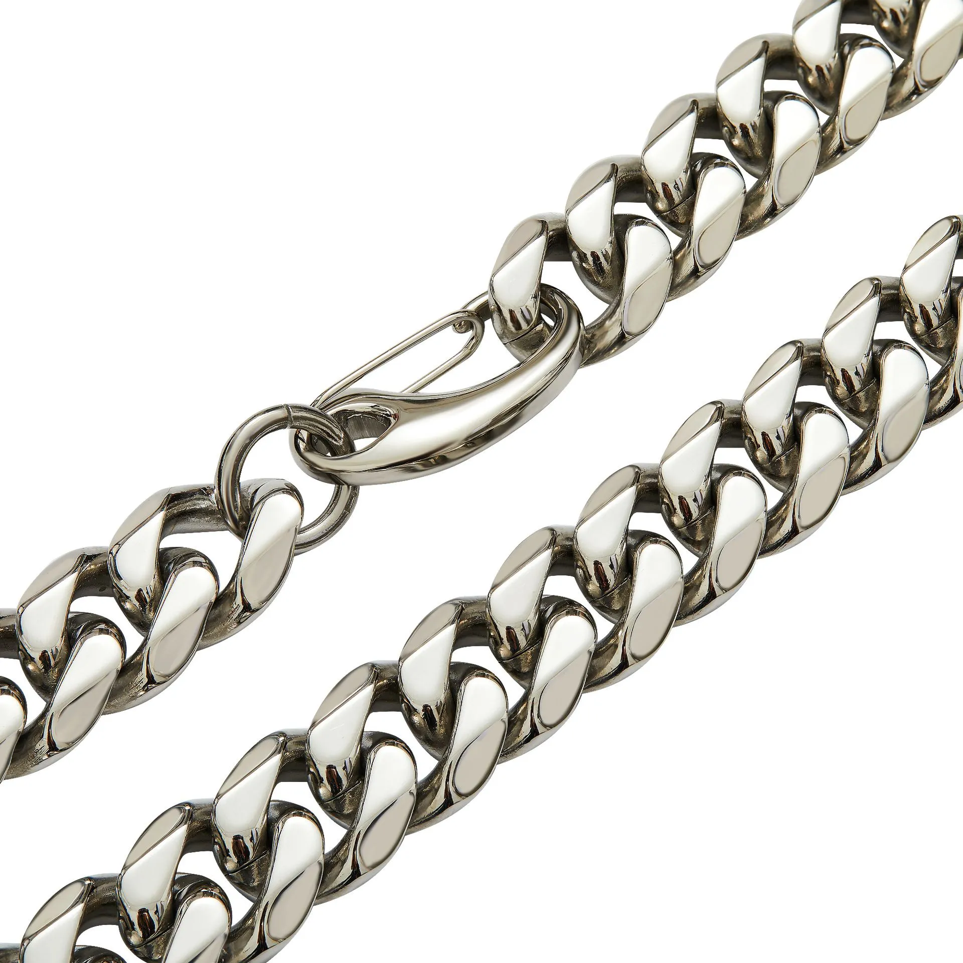 Collana con catena a maglie cubane Miami liscia in acciaio inossidabile Hip Hop da 15 mm, set di gioielli, zircone 5A placcato oro, argento_voghion.com