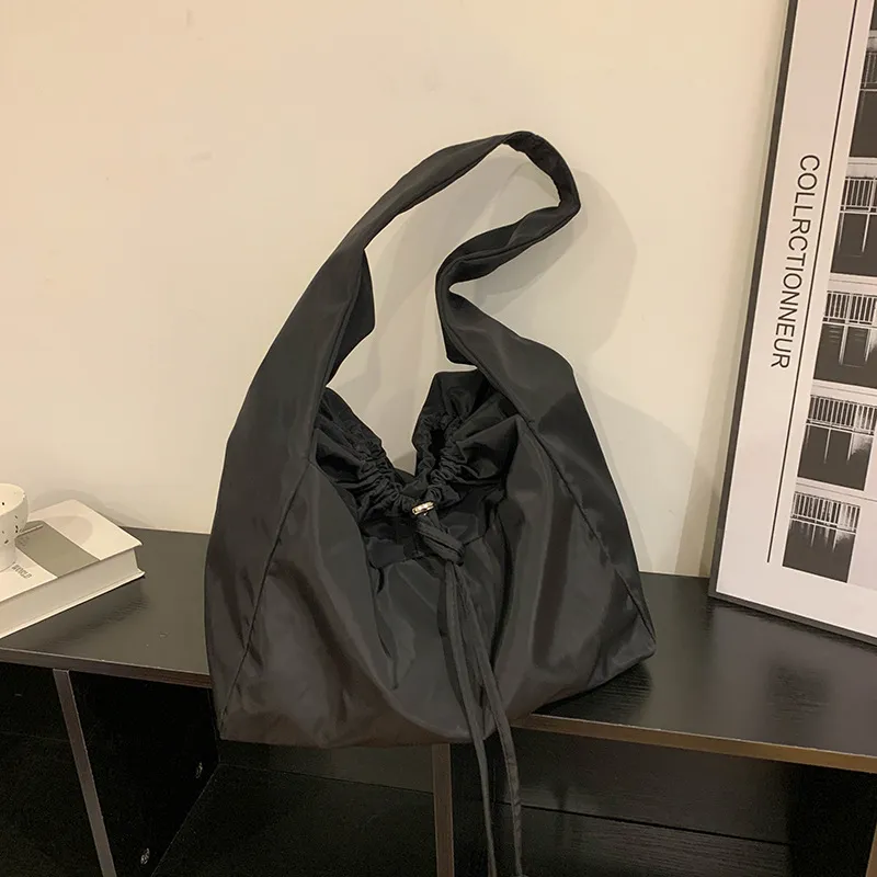 Yogodlns Borsa a tracolla casual in nylon con coulisse e impermeabile, tinta unita, Fiess, moda sportiva, borsa a tracolla Hobos_voghion.com