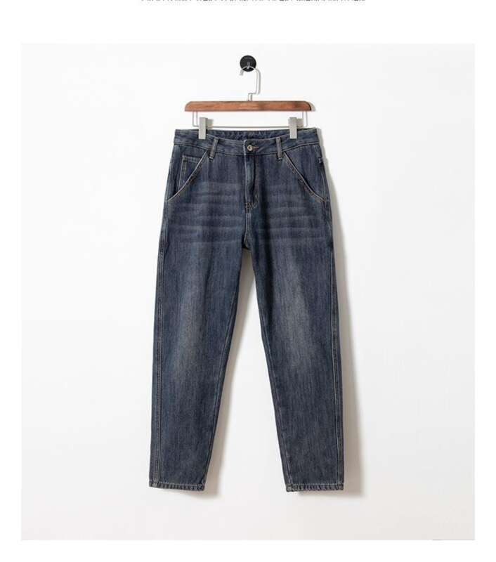 Herrjeans vinterfodrade jeans med rak passform casual byxor_voghion.com